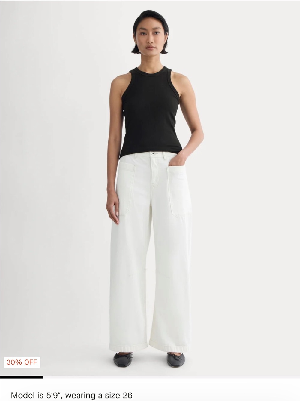 Everlane White Boot-Cut Jeans with Black Contrast Stitching